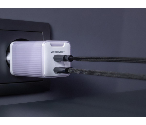 Silver Monkey Ładowarka sieciowa GaN 65W 2x USB-C Purple - 1266245 - zdjęcie 6